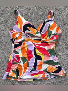 Anne Cole Lavender Multicolor Swim Top, 36C/38B, Women’s